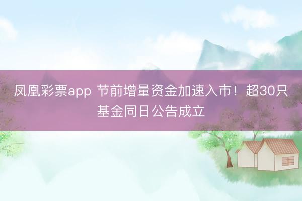 凤凰彩票app 节前增量资金加速入市！超30只基金同日公告成立
