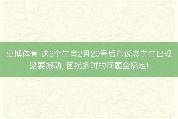 亚博体育 这3个生肖2月20号后东说念主生出现紧要搬动, 困扰多时的问题全搞定!
