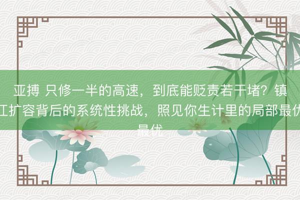 亚搏 只修一半的高速，到底能贬责若干堵？镇江扩容背后的系统性挑战，照见你生计里的局部最优