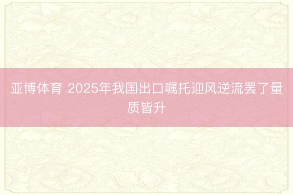 亚博体育 2025年我国出口嘱托迎风逆流罢了量质皆升