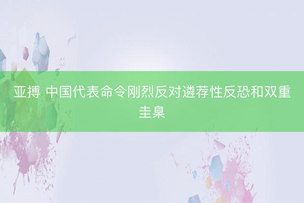 亚搏 中国代表命令刚烈反对遴荐性反恐和双重圭臬