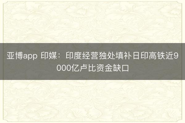 亚博app 印媒：印度经营独处填补日印高铁近9000亿卢比资金缺口