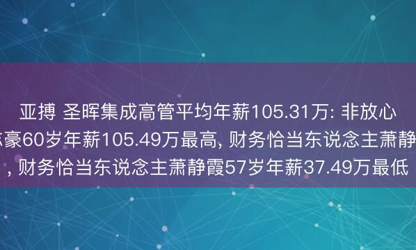 亚搏 圣晖集成高管平均年薪105.31万: 非放心董事及董事会文书陈志豪60岁年薪105.49万最高, 财务恰当东说念主萧静霞57岁年薪37.49万最低