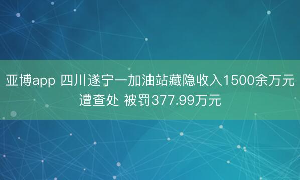 亚博app 四川遂宁一加油站藏隐收入1500余万元遭查处 被罚377.99万元