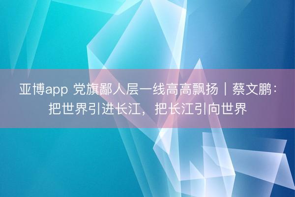 亚博app 党旗鄙人层一线高高飘扬｜蔡文鹏：把世界引进长江，把长江引向世界