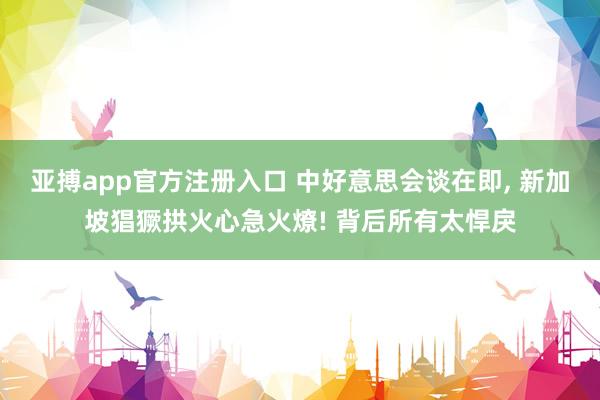 亚搏app官方注册入口 中好意思会谈在即， 新加坡猖獗拱火心急火燎! 背后所有太悍戾