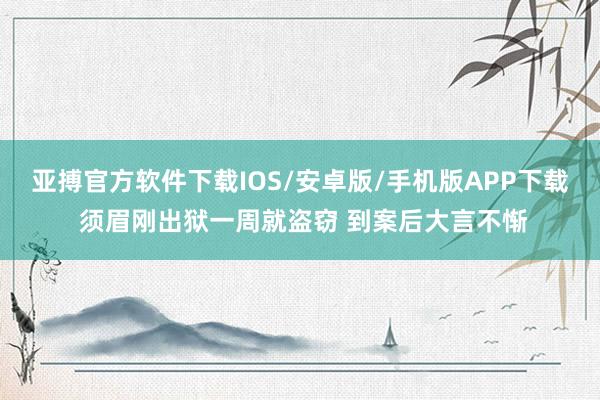 亚搏官方软件下载IOS/安卓版/手机版APP下载 须眉刚出狱一周就盗窃 到案后大言不惭