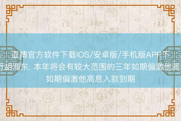 亚搏官方软件下载IOS/安卓版/手机版APP下载 宁波银行胡海东: 本年将会有较大范围的三年如期偏激他高息入款到期