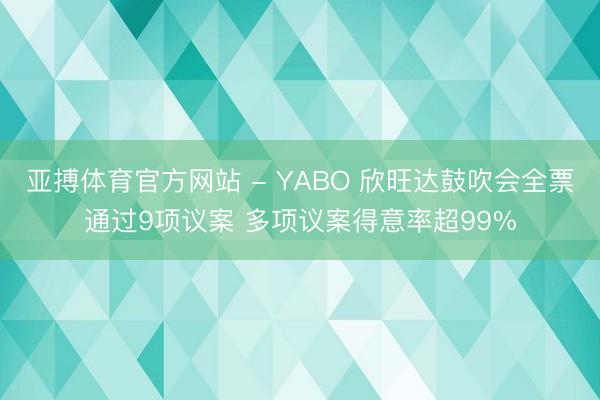 亚搏体育官方网站 - YABO 欣旺达鼓吹会全票通过9项议案 多项议案得意率超99%