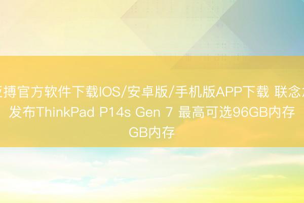亚搏官方软件下载IOS/安卓版/手机版APP下载 联念念发布ThinkPad P14s Gen 7 最高可选96GB内存