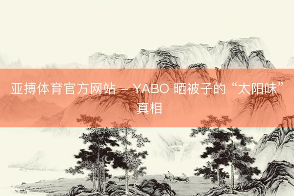 亚搏体育官方网站 - YABO 晒被子的 “太阳味” 真相