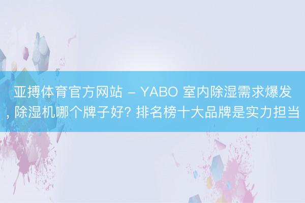 亚搏体育官方网站 - YABO 室内除湿需求爆发， 除湿机哪个牌子好? 排名榜十大品牌是实力担当