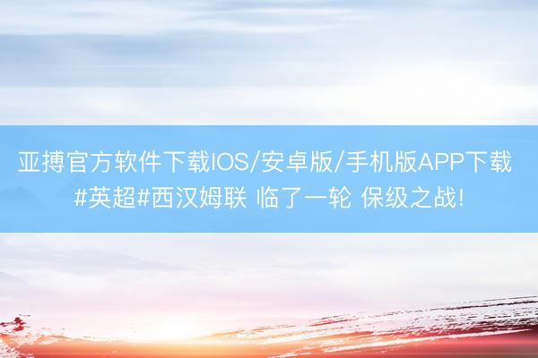 亚搏官方软件下载IOS/安卓版/手机版APP下载 #英超#西汉姆联 临了一轮 保级之战!