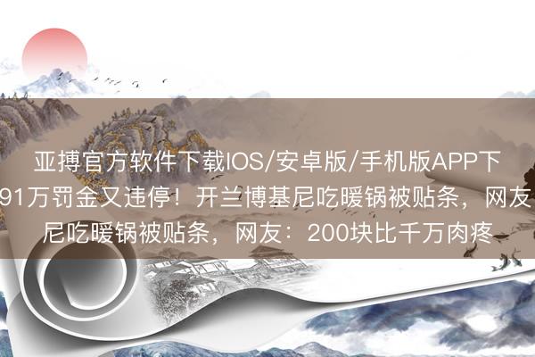 亚搏官方软件下载IOS/安卓版/手机版APP下载 网红白冰刚交1891万罚金又违停！开兰博基尼吃暖锅被贴条，网友：200块比千万肉疼