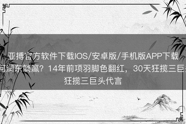 亚搏官方软件下载IOS/安卓版/手机版APP下载 51岁何润东躺赢？14年前项羽脚色翻红，30天狂揽三巨头代言